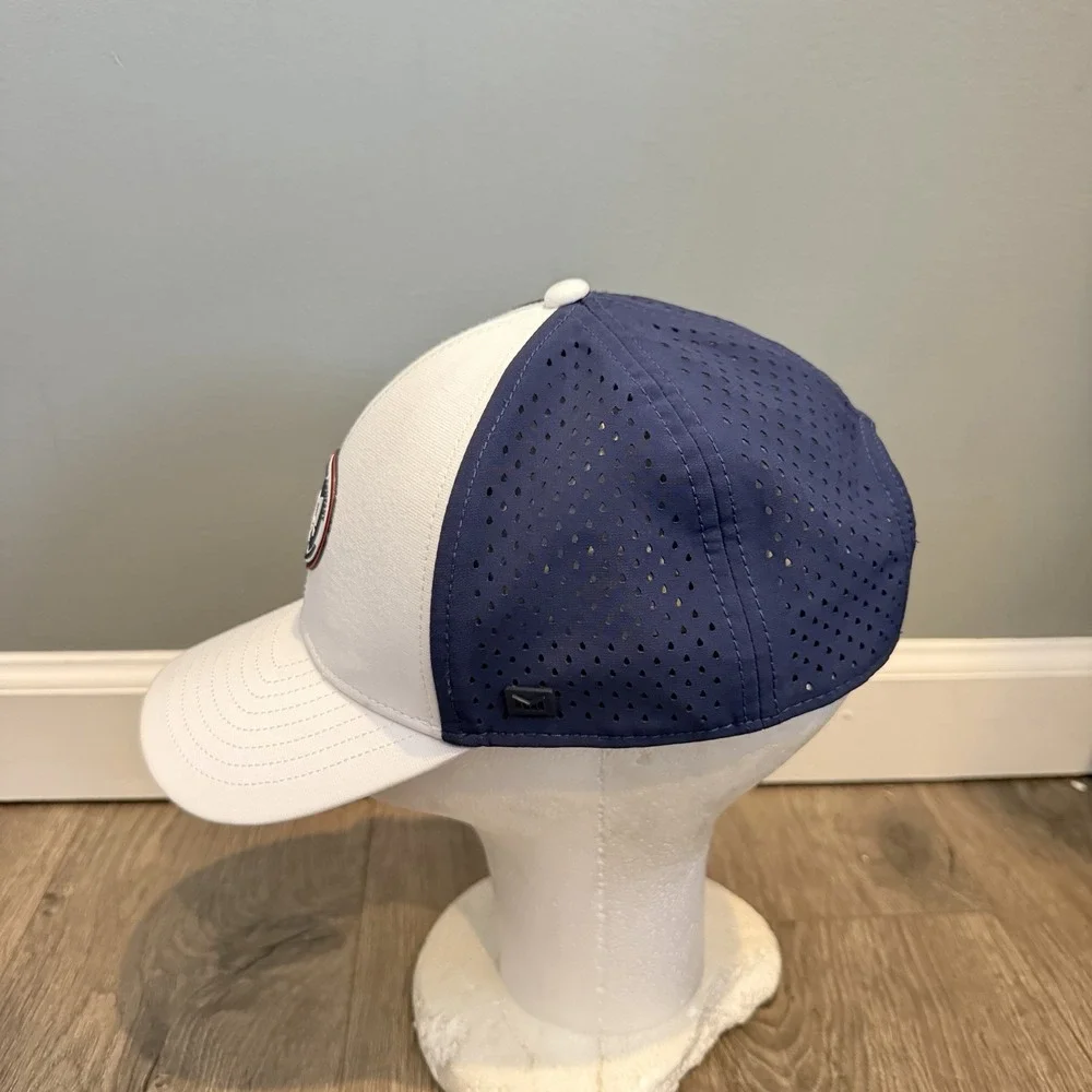 Melin A-Game Hydro Hat Men OSFM Snapback White Navy Blue Americana Patch